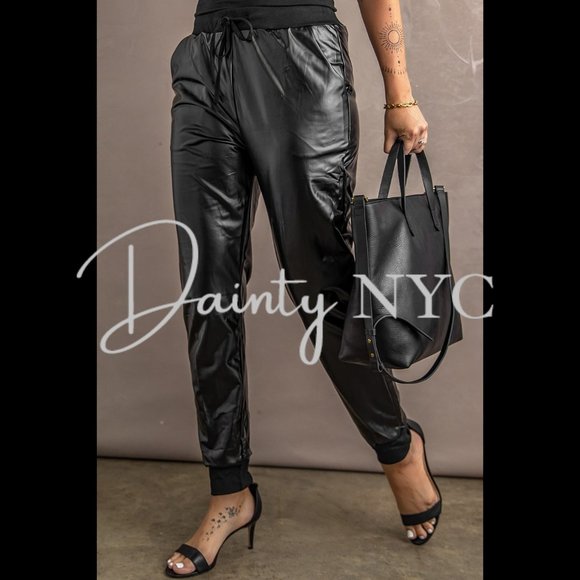 Faux Leather Joggers - Picture 5 of 9
